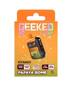 Papaya Bomb MKX Geeked 3G review MKX Papaya Bomb disposable 3g Hybrid 3 gram THC vape MKX Geeked series flavors Tropical THC disposable pen