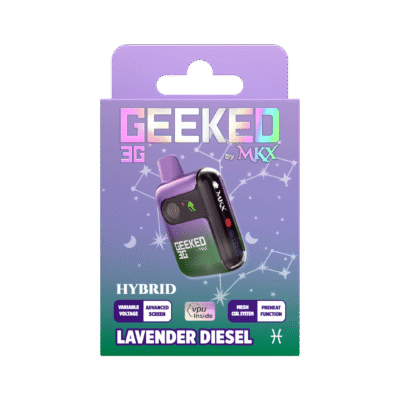 MKX Geeked 3G Lavender Diesel reviewMKX 3G Lavender Diesel disposable
Hybrid 3 gram THC vape
MKX Geeked series flavors
Lavender Diesel THC disposable pen
MKX high capacity vape