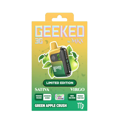 Green Apple Crush MKX Geeked 3G reviewMKX Green Apple Crush disposable 3g Hybrid 3 gram THC vape MKX high capacity disposable Green apple THC vape pen